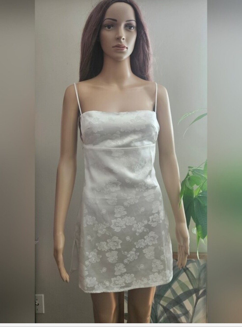 Lucy in the Sky White Floral Satin Slip Dress Mini Backless Strappy